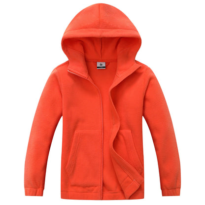 CICVSOC Girls Soft Brushed Fleece Full-Zip Sport Hooded Sweatshirts Kids Lightweight Outwear Jacket