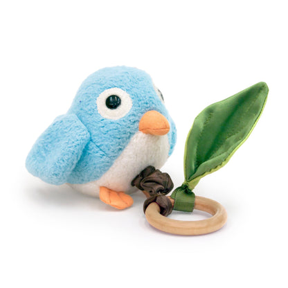 Apple Park Crawling Blue Birdie Teething Baby Toy - Hypoallergenic 100% Organic Cotton Bamboo Ring