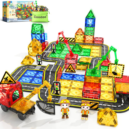Magnetic Tiles Road & Construction Set (100 PCS)
