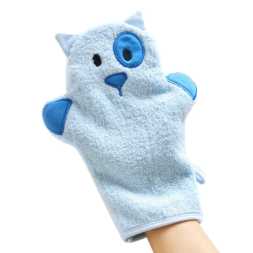 Topwon Bath Mitten Glove for Kids Cute Animal Shower Bathing Mitt Cotton Soft Wash Gloves Body Scrub for Baby Toddler Infant (Puppy)