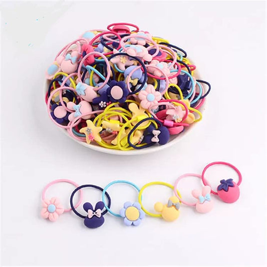 Generic Hair Ties for Girls 100pcs set Mixed Colors elastic Hair Ties with Charms Lovely Hair Coils Kids Accessories Set For Girls Suitable for Baby Girl Toddlers