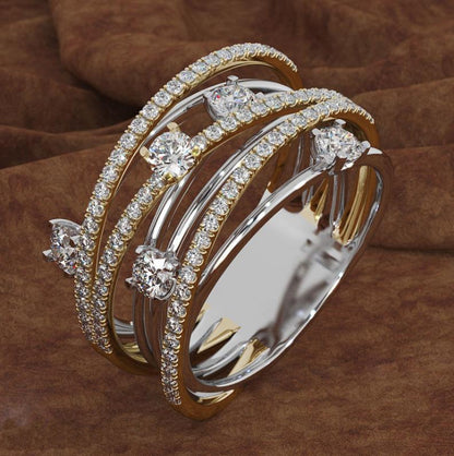 Creative Cross Color Zircon Ring for Women
