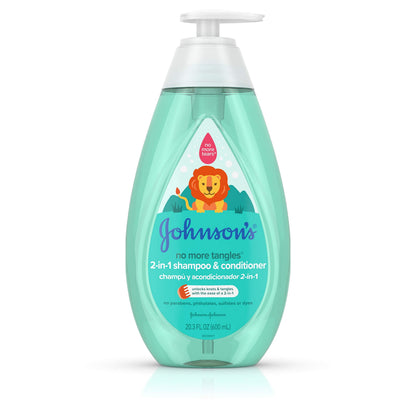 Johnsons No More Tangles 2-in-1 Detangling Hair Shampoo & Conditioner for Kids & Toddlers Gentle & Tear-Free Hypoallergenic & Free of Parabens Phthalates Sulfates & Dyes 20.3 fl. oz