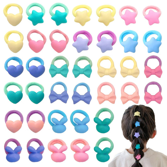 Toddler Hair Ties 40Pcs Stretchy Cute Tiny Hair Bands Soft Cotton Elastic Pony Tails Holder for Baby Littles Girls 0.8inch Dia Colorful Seamless Hair Ties No Damage Kids Scrunchies Hair Accessories
