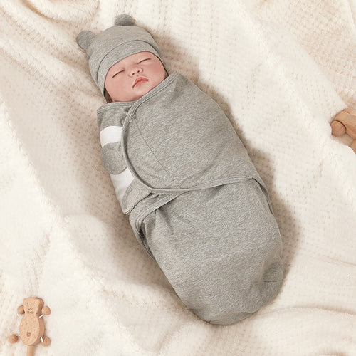 Cotton Newborn Sleeping Bag Swaddle Wrap Set with Hat
