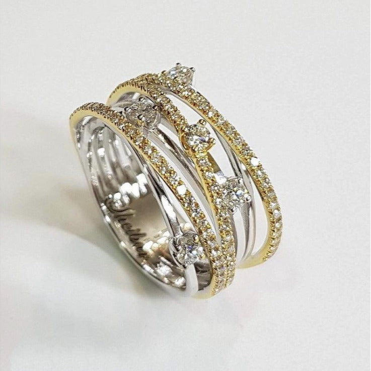 Creative Cross Color Zircon Ring for Women