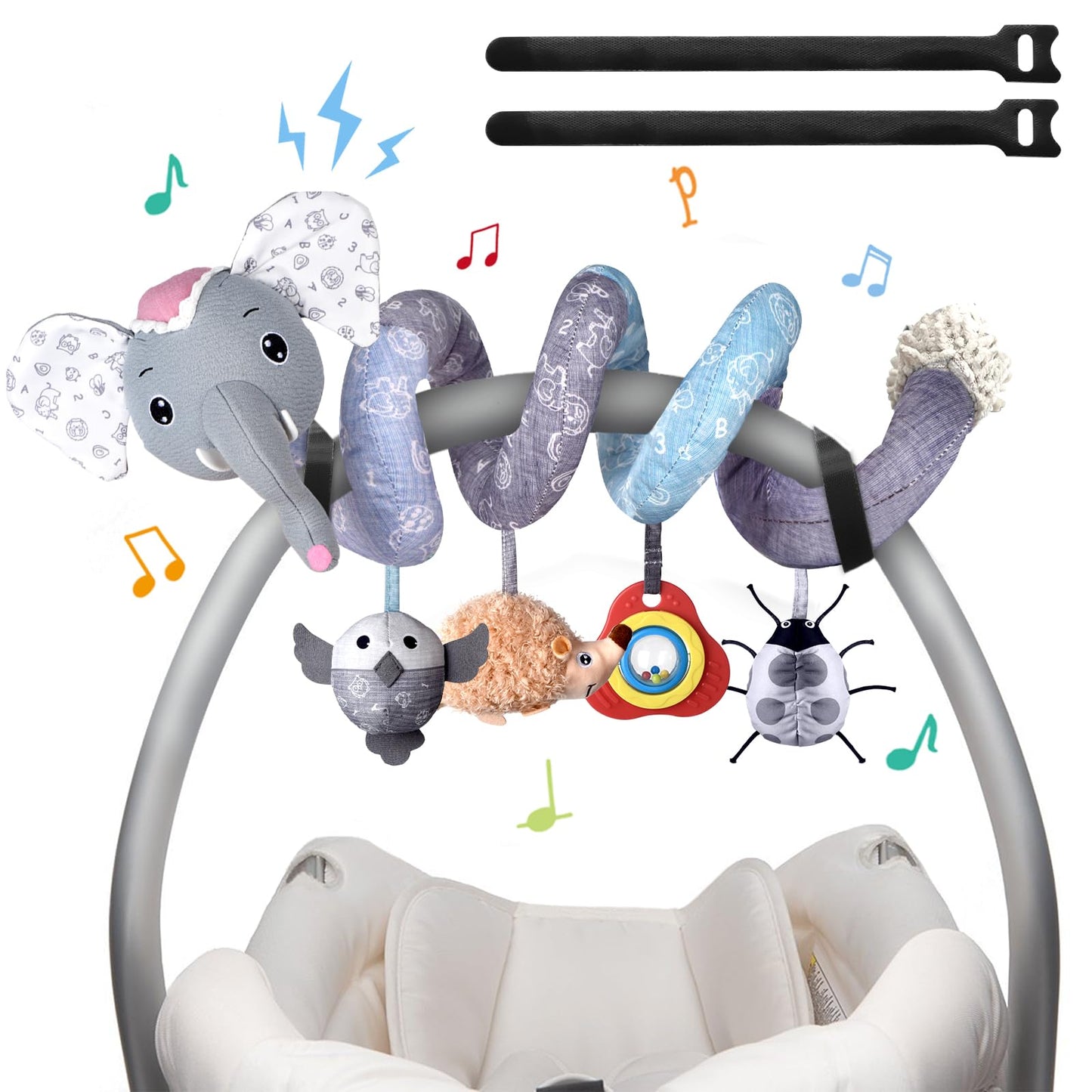 MONSTIME Musical Car Seat Toys Newborn Toys Stroller Toys Baby Toys 0-6 Months Infant Toys Baby Toys for Carseat Stroller Crib with Rattles Teether Baby Toys for 0 3 6 9 12 Boys Girls Enfants