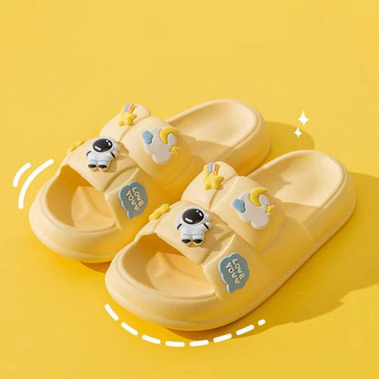 Astronaut Cartoon Slippers Stepping on Messy Stuff