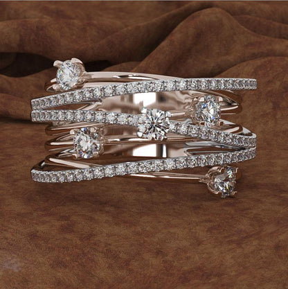 Creative Cross Color Zircon Ring for Women