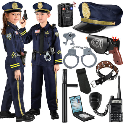 GIFTINBOX Police Costume for Kids Kids Police Officer Costume for Boys Girls with Accessories Halloween Costumes for Kids