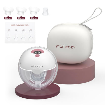 Momcozy Breast Pump Hands Free M5 Wearable Breast Pump of Baby Mouth Double-Sealed Flange with 3 Modes & 9 Levels Electric Breast Pump Portable - 24mm 1 Pack Cozy Red