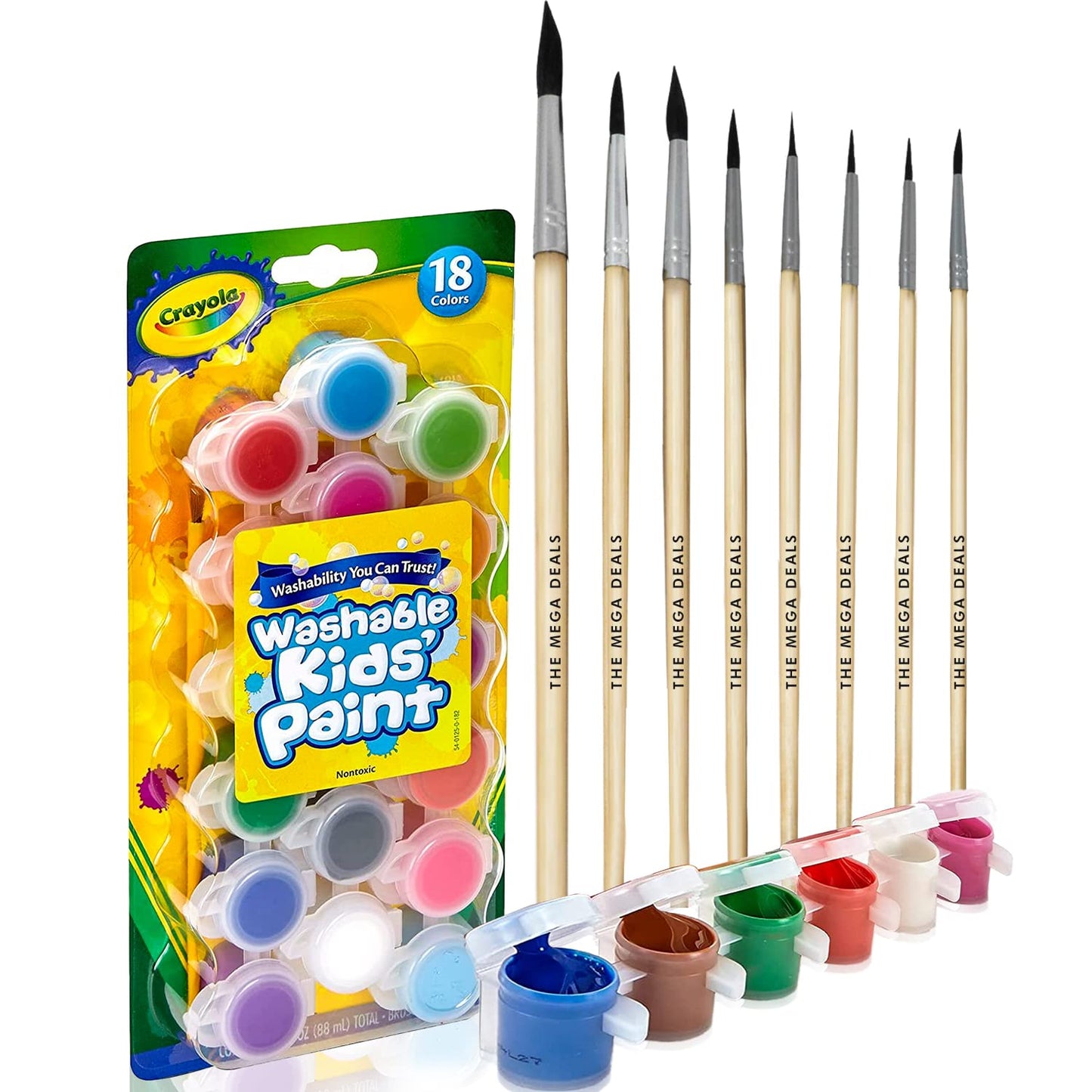 Kids Painting Set Washable Paint for Kids 18 Paint Pots 6 Paintbrushes Ultiamte Washable Painting Set for Kids Art Crafts