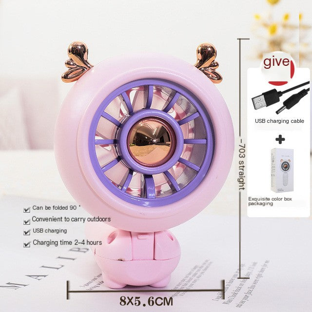 Portable Cartoon USB Rechargeable Handheld Fan