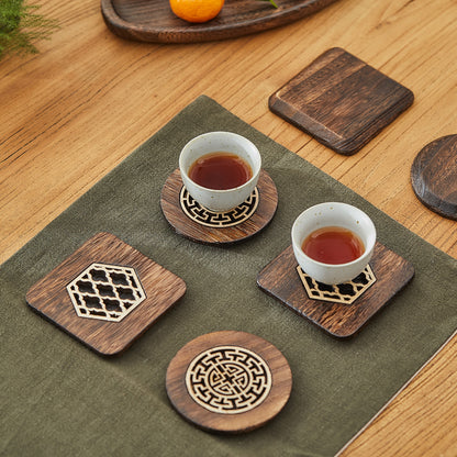 High-Quality Carved Wooden Coaster for Desks