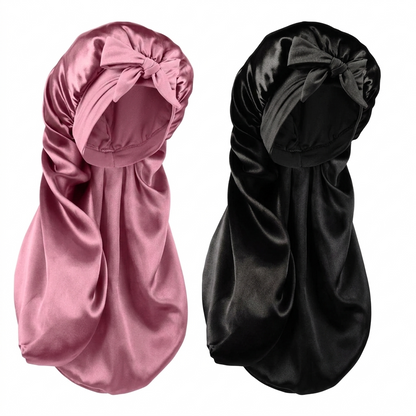 2 Pcs Long Kids Bonnets for GirlsSilky Satin Bonnet for Sleeping Kids Bonnet for Kids BraidsLong Hair (Copy)