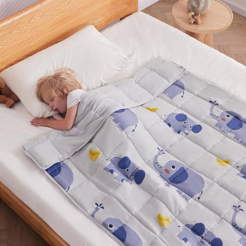 Anfie Kids Weighted Blanket (3lb, 36×48") – Cooling Breathable Throw, Grey Elephant
