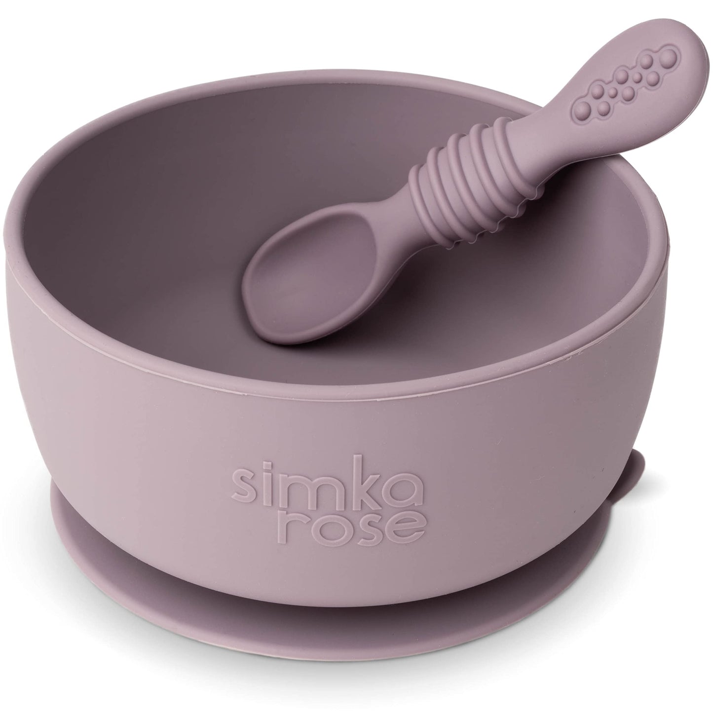 Simka Rose Baby Bowl and Spoon Set Baby Bowls Suction for Toddler BPA-Free Silicone Bowls Baby Baby Bowl and Spoon Dishwasher and Microwave Safe Baby Feeding Supplies (Lilac)