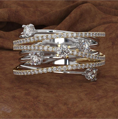 Creative Cross Color Zircon Ring for Women