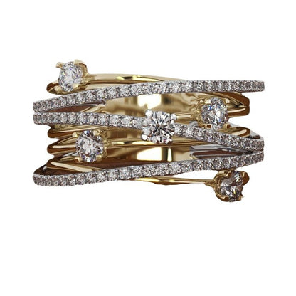 Creative Cross Color Zircon Ring for Women
