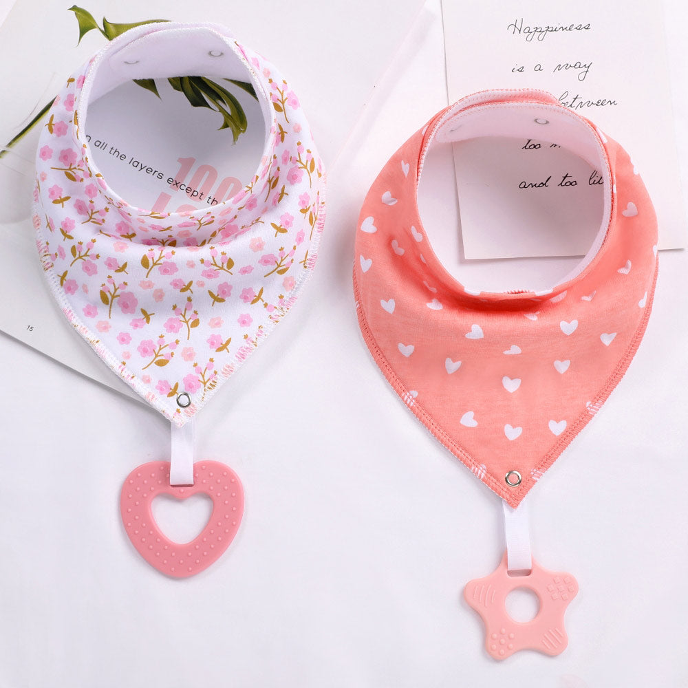 New Baby Teething Toys Cotton Bibs and Triangle Scarves